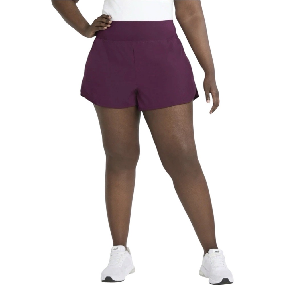 Avia Athleisure Compression Shorts Workout Plum Zippered Pocket Women's XXXL NWT